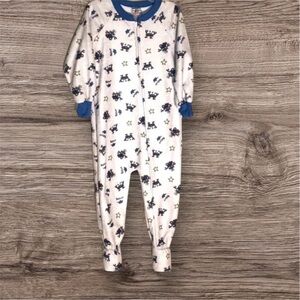 MAC HENRY NEW BOYS PAJAMAS PJs ONE PIECE WHITE BLUE ZIPPER SLEEPWEAR SIZE 4T